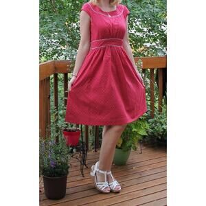 Emily and Fin Women's Pink Polka Dot Alice Dress Size XS NWT Retro Rockabilly
